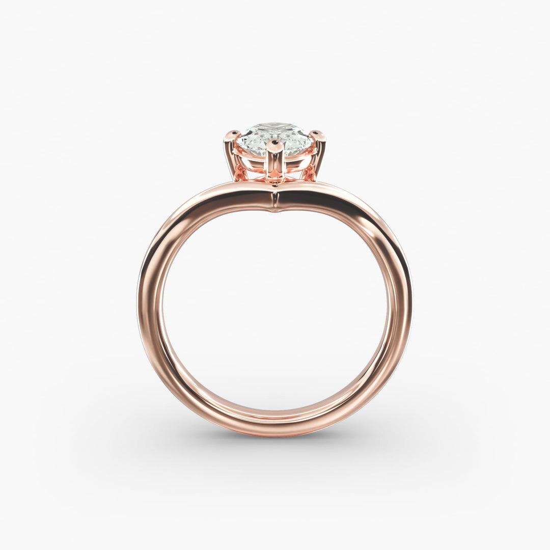 Oval Lab-Grown Diamond V-Shaped Solitaire Engagement Ring | Four-Prong Setting | IGI Certified | 10K/14K/18K Gold