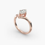 Load image into Gallery viewer, Oval Lab-Grown Diamond V-Shaped Solitaire Engagement Ring | Four-Prong Setting | IGI Certified | 10K/14K/18K Gold