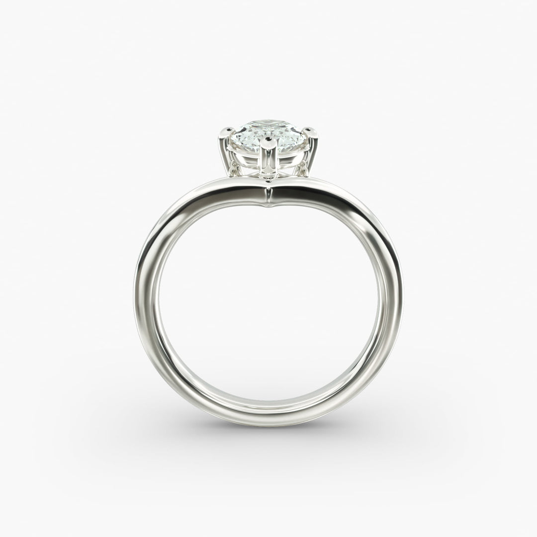 Oval Lab-Grown Diamond V-Shaped Solitaire Engagement Ring | Four-Prong Setting | IGI Certified | 10K/14K/18K Gold