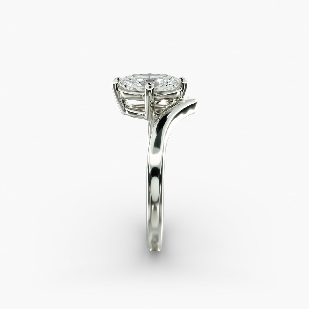 Oval Lab-Grown Diamond V-Shaped Solitaire Engagement Ring | Four-Prong Setting | IGI Certified | 10K/14K/18K Gold