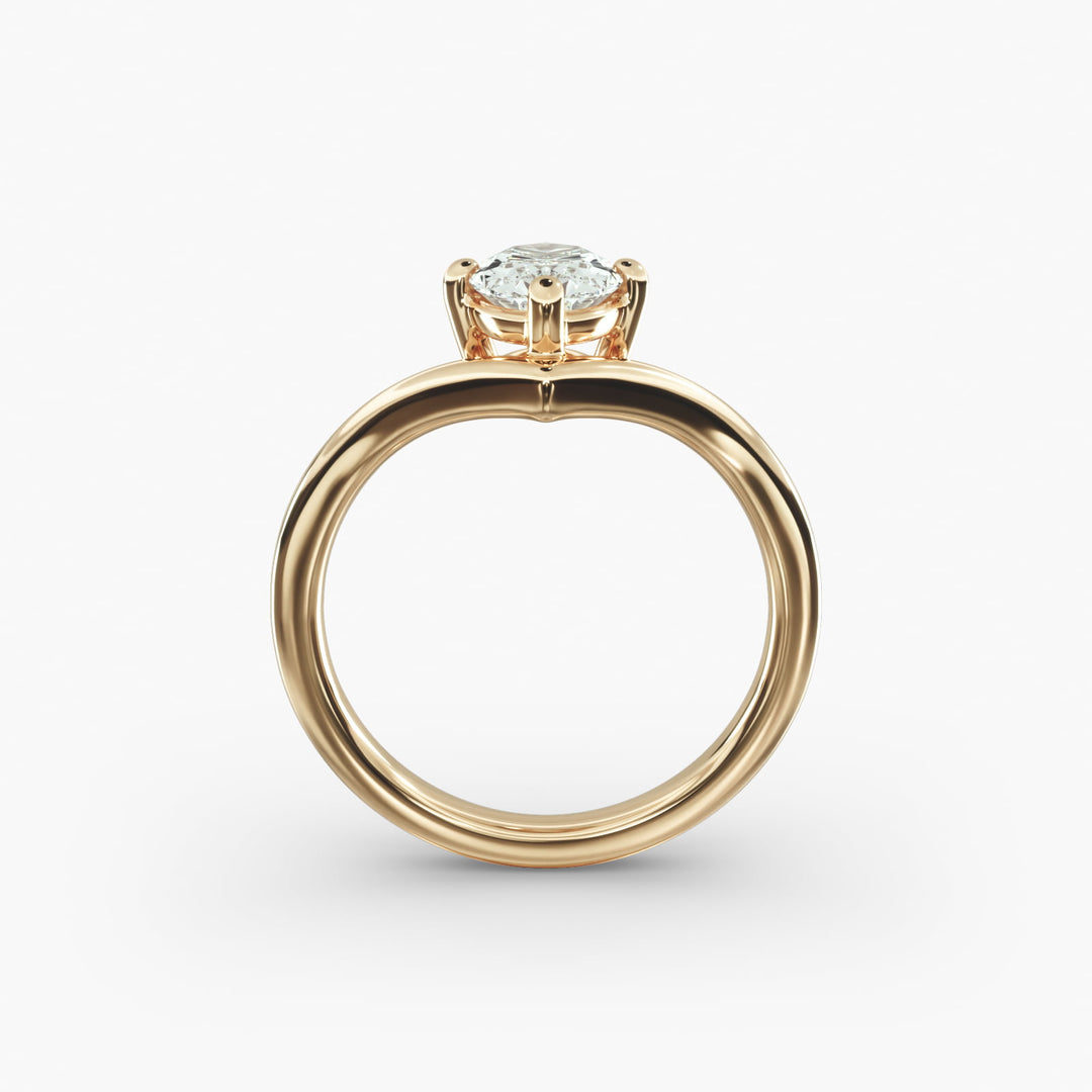 Oval Lab-Grown Diamond V-Shaped Solitaire Engagement Ring | Four-Prong Setting | IGI Certified | 10K/14K/18K Gold