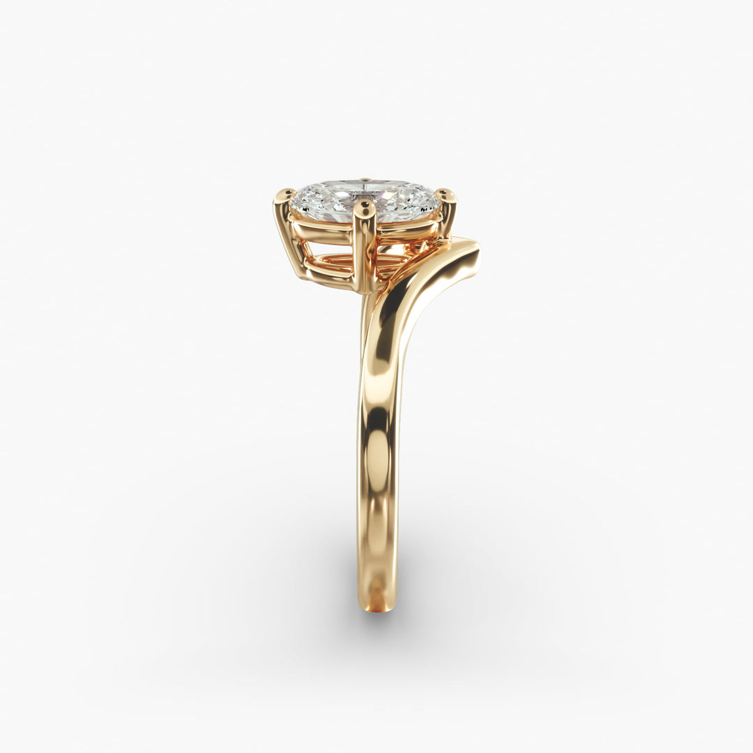 Oval Lab-Grown Diamond V-Shaped Solitaire Engagement Ring | Four-Prong Setting | IGI Certified | 10K/14K/18K Gold