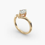 Load image into Gallery viewer, Oval Lab-Grown Diamond V-Shaped Solitaire Engagement Ring | Four-Prong Setting | IGI Certified | 10K/14K/18K Gold