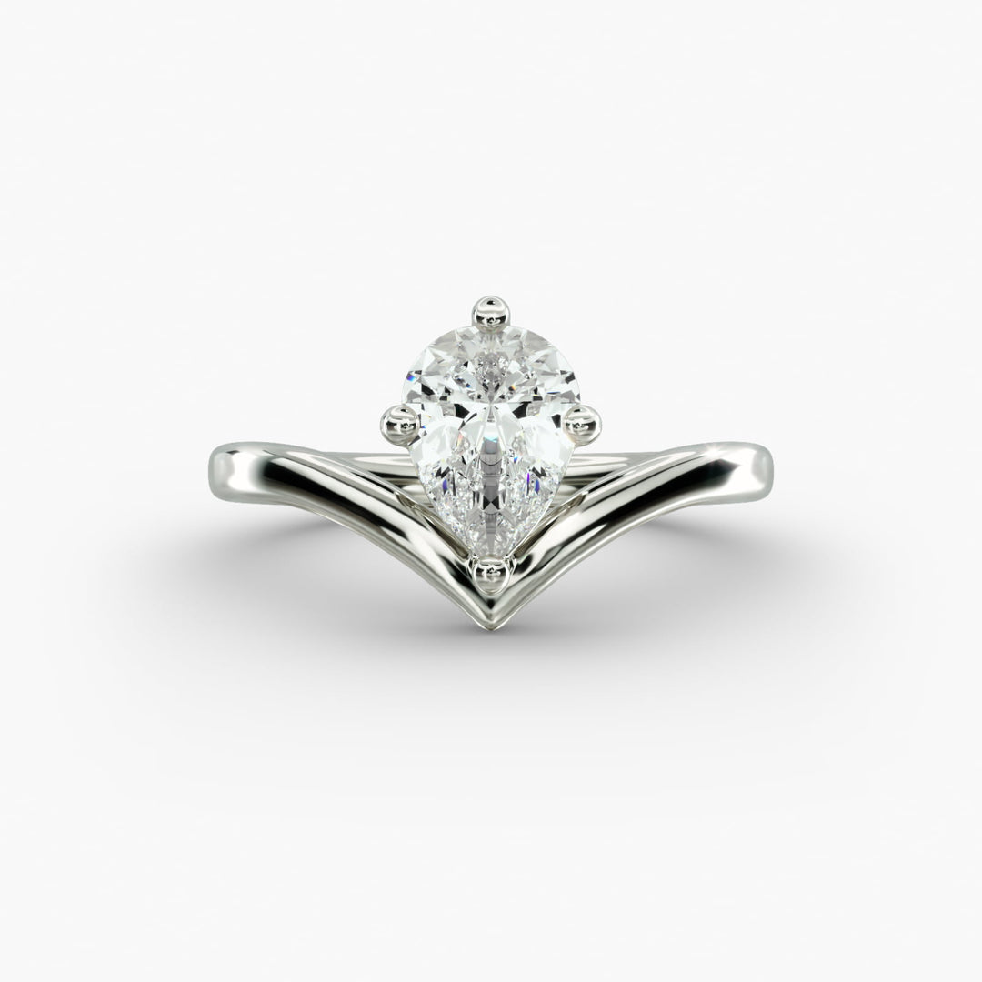 Pear Lab-Grown Diamond Four-Prong V-Shaped Engagement Ring | Elegant Solitaire | IGI Certified | 10K/14K/18K Gold