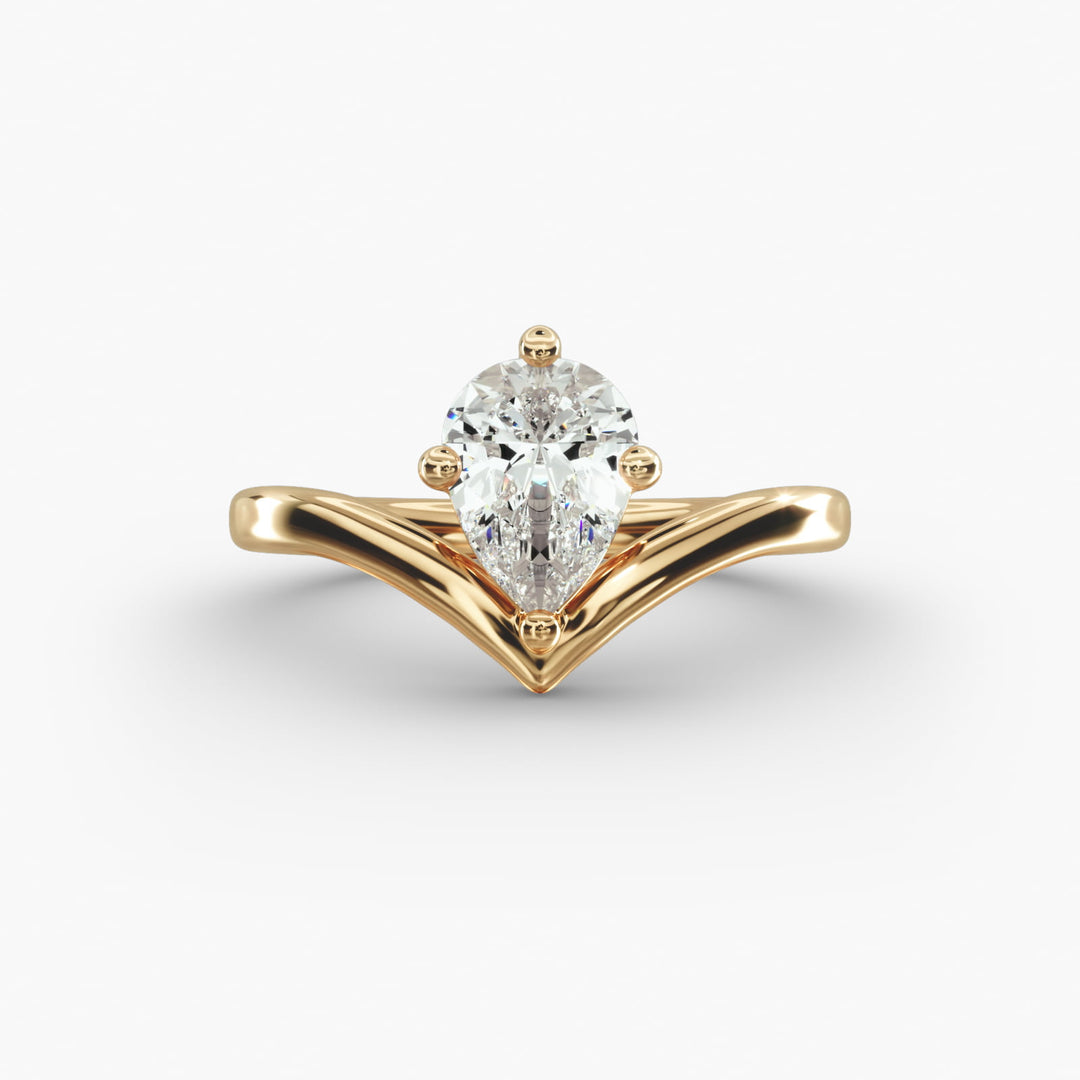 Pear Lab-Grown Diamond Four-Prong V-Shaped Engagement Ring | Elegant Solitaire | IGI Certified | 10K/14K/18K Gold