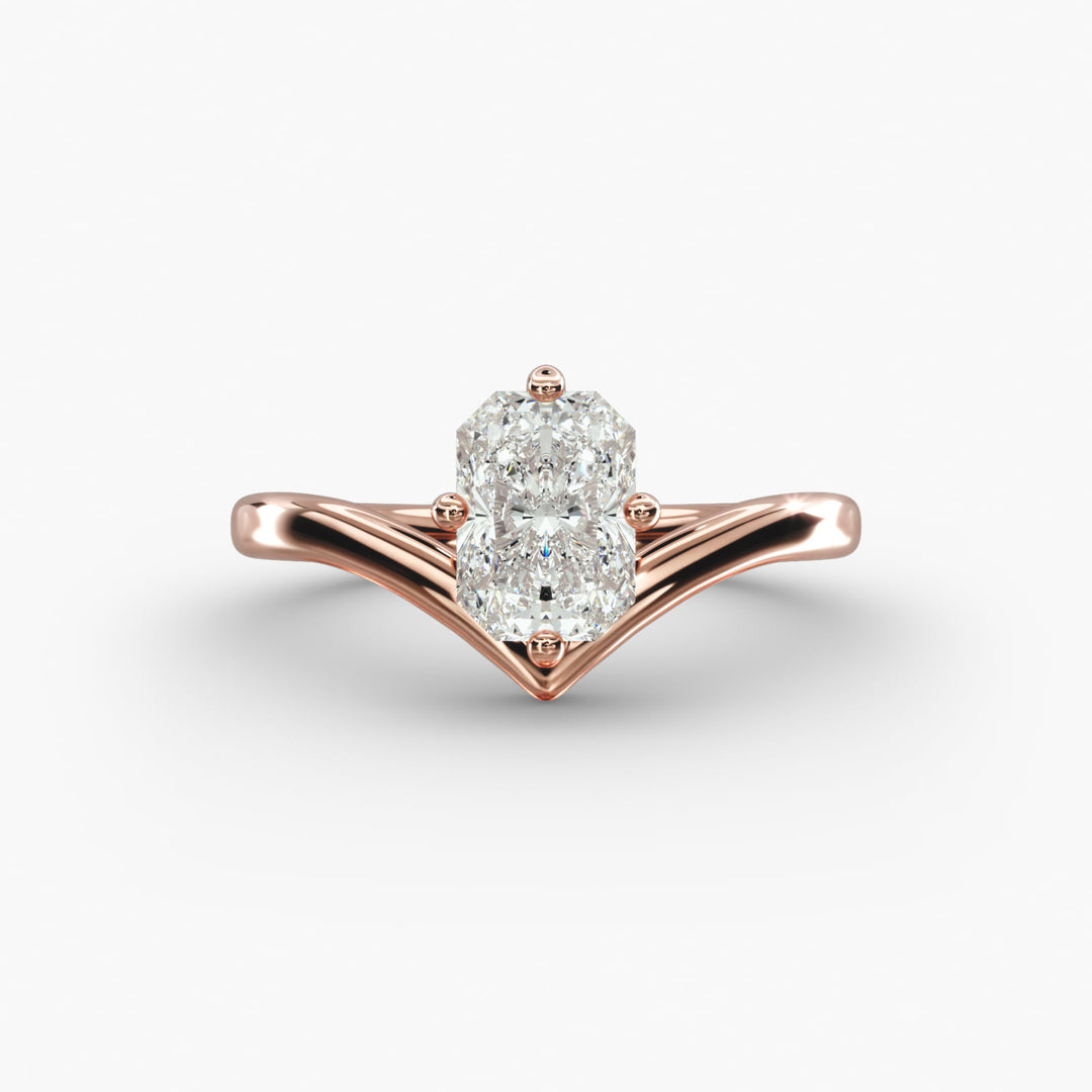 Radiant Lab-Grown Diamond V-Shaped Four-Prong Engagement Ring | Elegant Solitaire | IGI Certified | 10K/14K/18K Gold