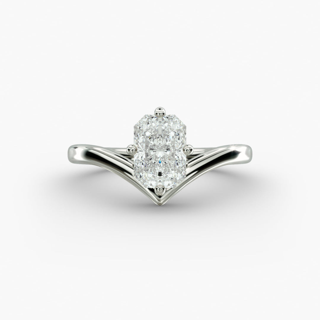 Radiant Lab-Grown Diamond V-Shaped Four-Prong Engagement Ring | Elegant Solitaire | IGI Certified | 10K/14K/18K Gold