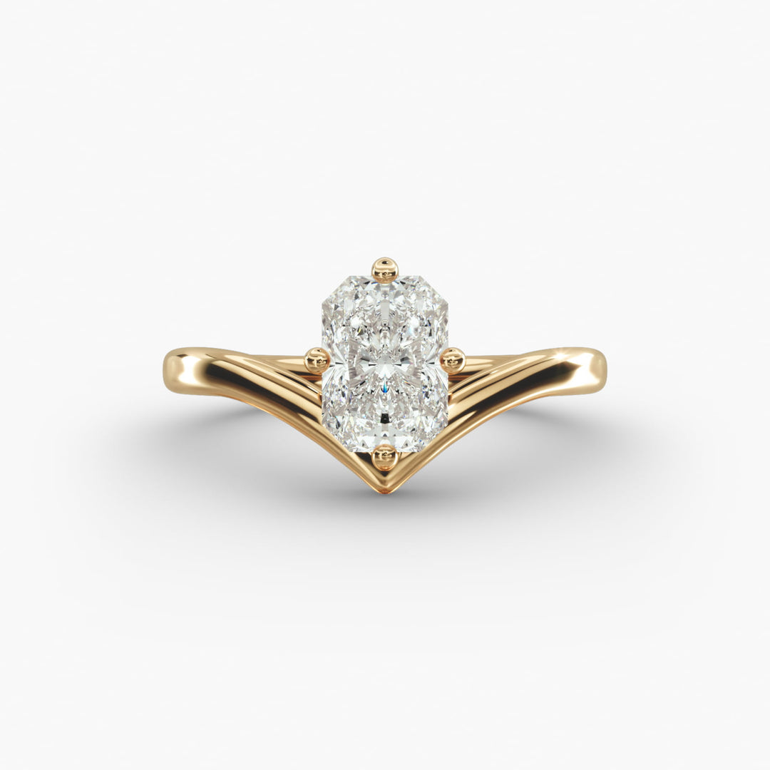 Radiant Lab-Grown Diamond V-Shaped Four-Prong Engagement Ring | Elegant Solitaire | IGI Certified | 10K/14K/18K Gold