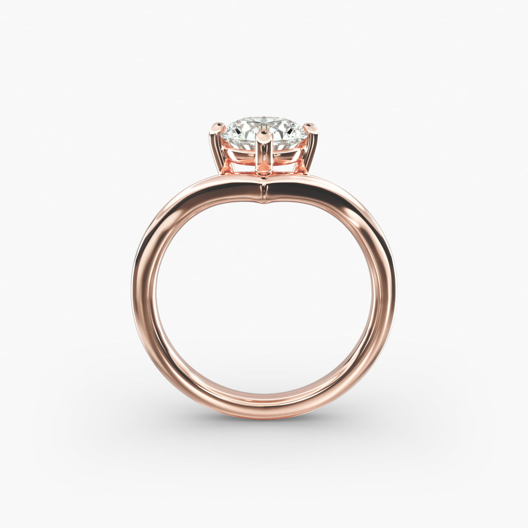 Round Lab-Grown Diamond V-Shaped Four-Prong Engagement Ring | Modern Solitaire | IGI Certified | 10K/14K/18K Gold