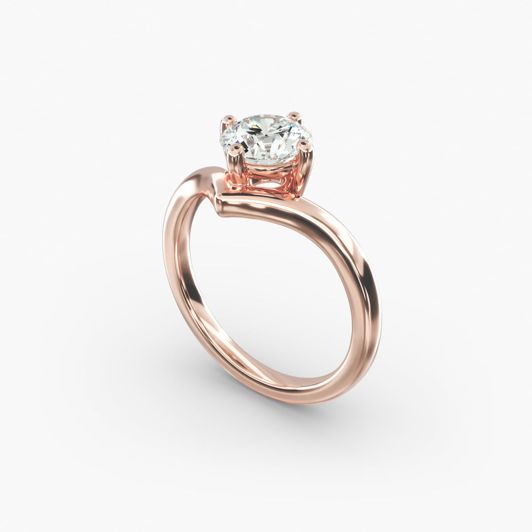 Round Lab-Grown Diamond V-Shaped Four-Prong Engagement Ring | Modern Solitaire | IGI Certified | 10K/14K/18K Gold