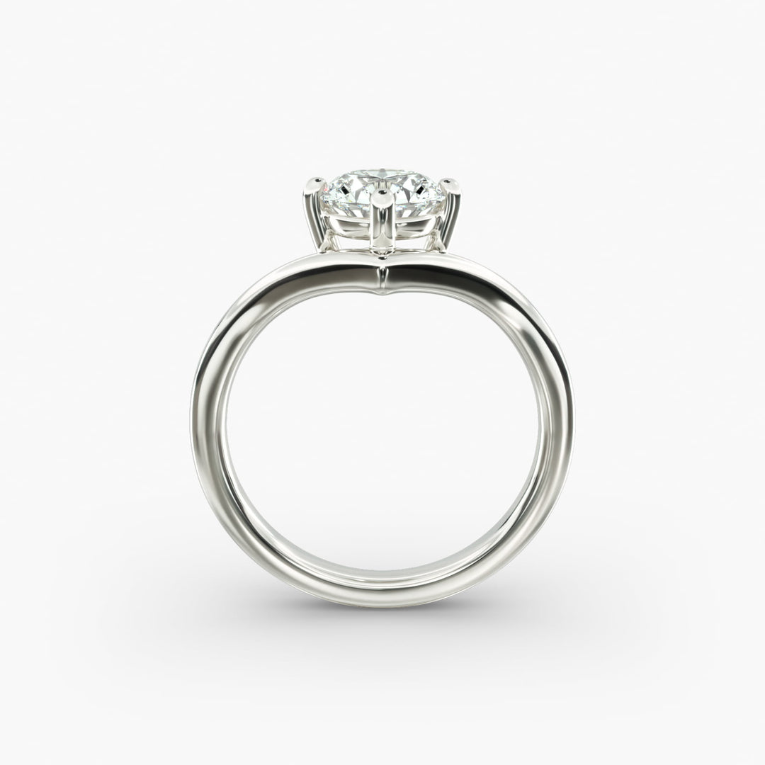 Round Lab-Grown Diamond V-Shaped Four-Prong Engagement Ring | Modern Solitaire | IGI Certified | 10K/14K/18K Gold