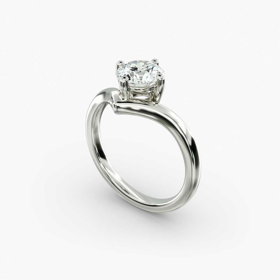 Round Lab-Grown Diamond V-Shaped Four-Prong Engagement Ring | Modern Solitaire | IGI Certified | 10K/14K/18K Gold