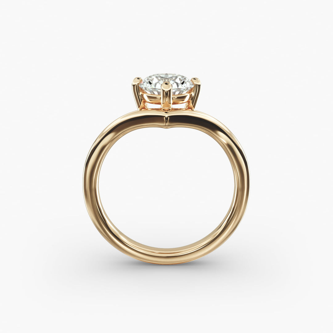 Round Lab-Grown Diamond V-Shaped Four-Prong Engagement Ring | Modern Solitaire | IGI Certified | 10K/14K/18K Gold