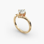 Load image into Gallery viewer, Round Lab-Grown Diamond V-Shaped Four-Prong Engagement Ring | Modern Solitaire | IGI Certified | 10K/14K/18K Gold