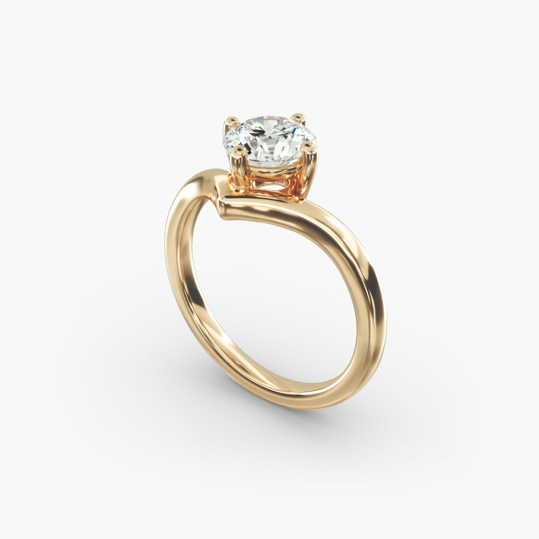 Round Lab-Grown Diamond V-Shaped Four-Prong Engagement Ring | Modern Solitaire | IGI Certified | 10K/14K/18K Gold
