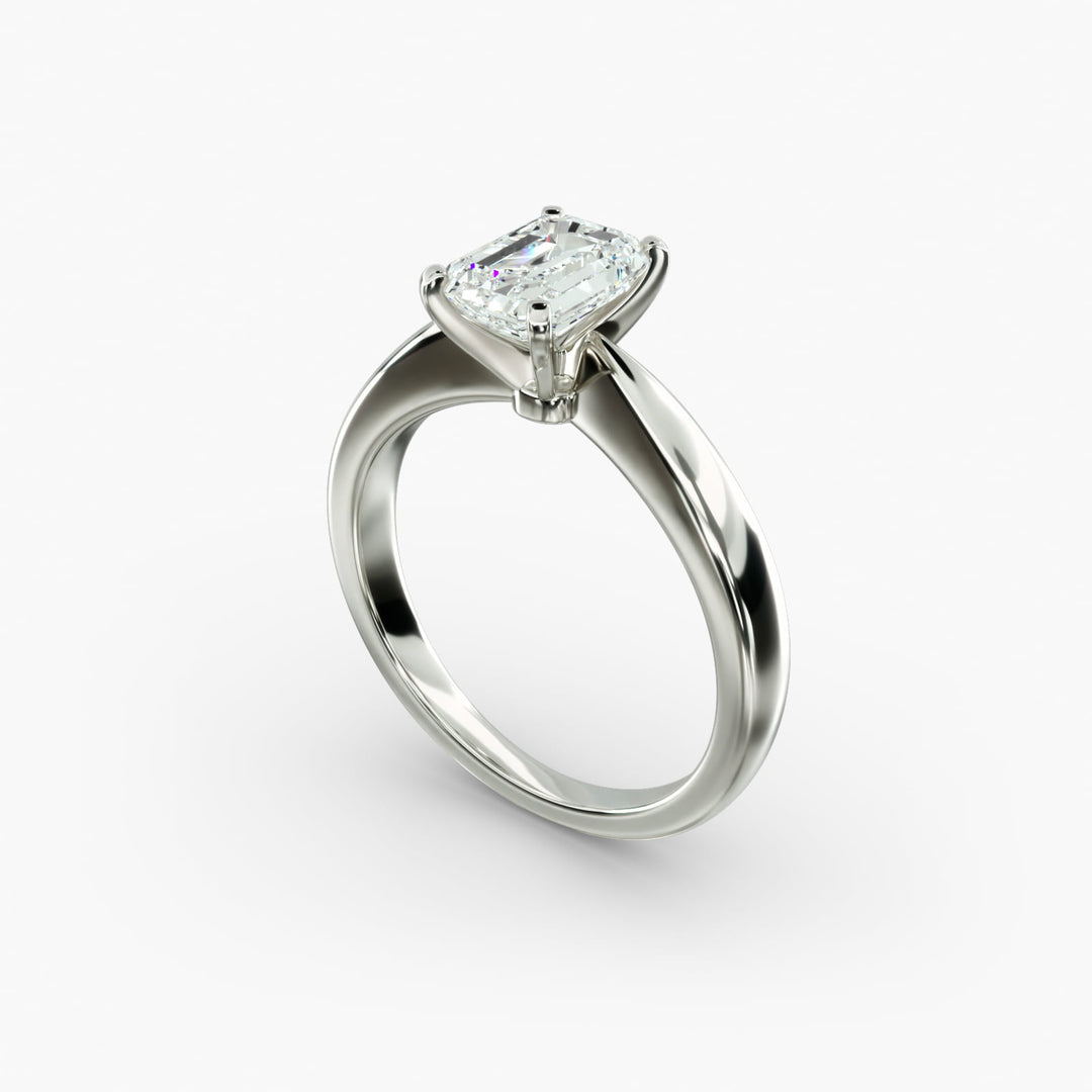 Emerald Cut Lab-Grown Diamond Solitaire Ring — 4-Prong Setting | IGI Certified | 10K/14K/18K Gold
