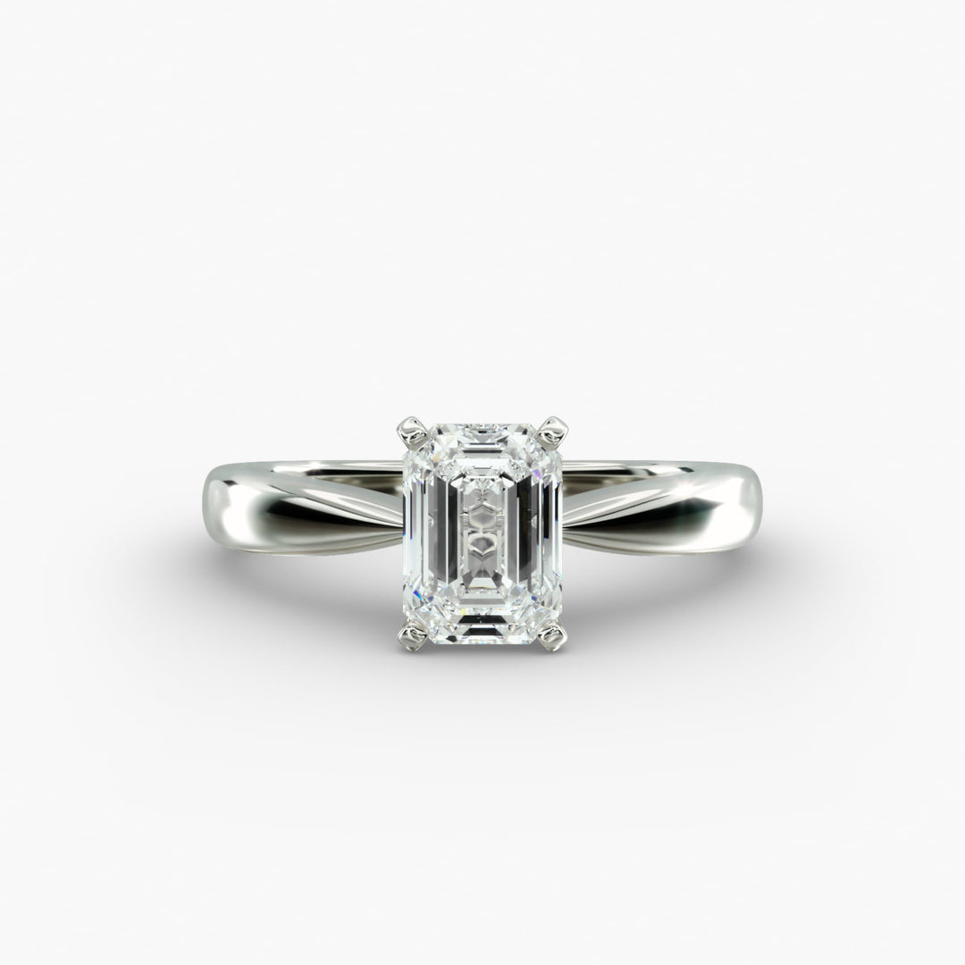 Emerald Cut Lab-Grown Diamond Solitaire Ring — 4-Prong Setting | IGI Certified | 10K/14K/18K Gold