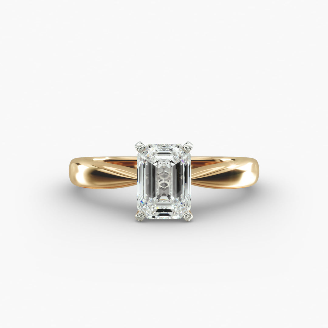 Emerald Cut Lab-Grown Diamond Solitaire Ring — 4-Prong Setting | IGI Certified | 10K/14K/18K Gold