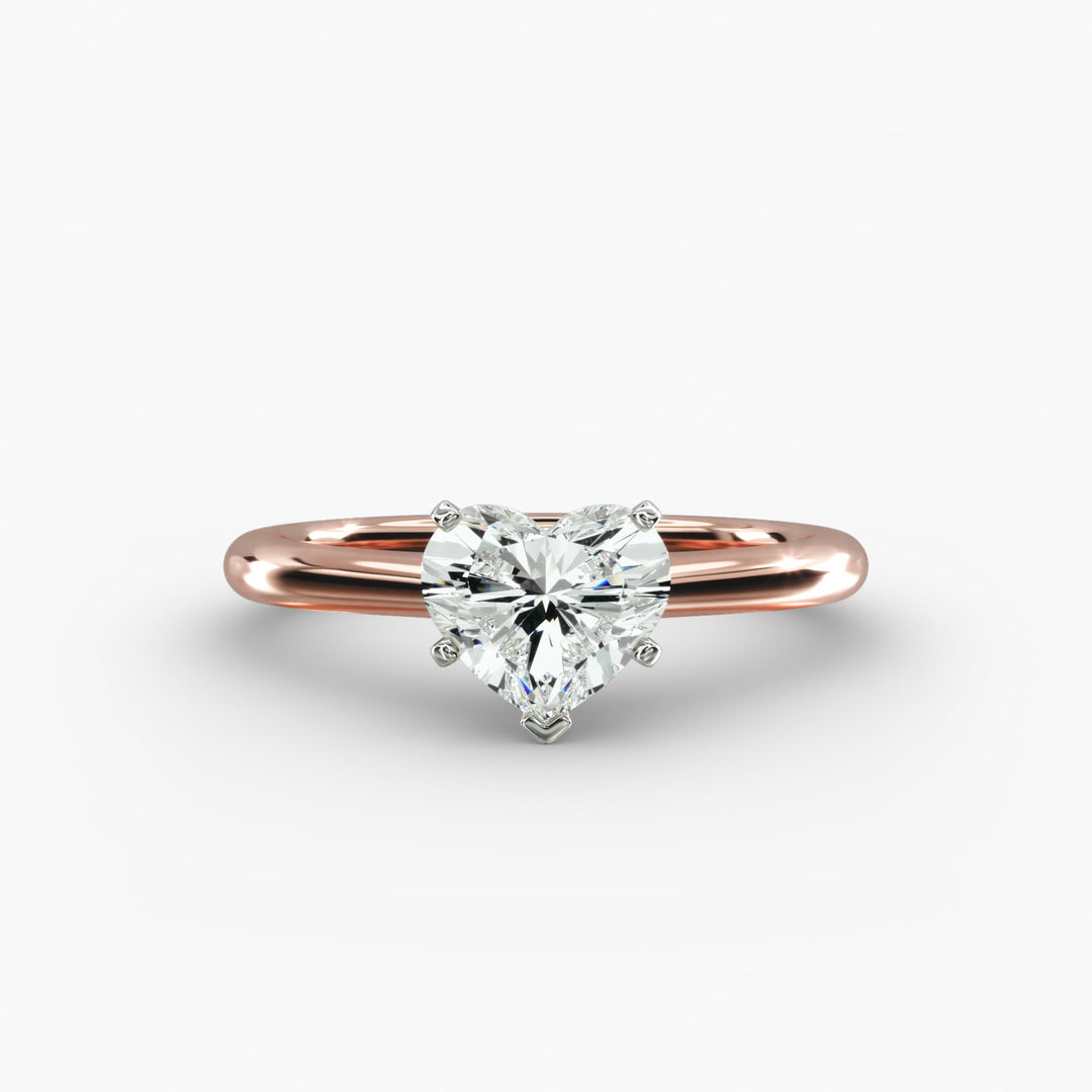 Heart Lab-Grown Diamond Five-Prong Engagement Ring | Romantic Solitaire | IGI Certified | 10K/14K/18K Gold
