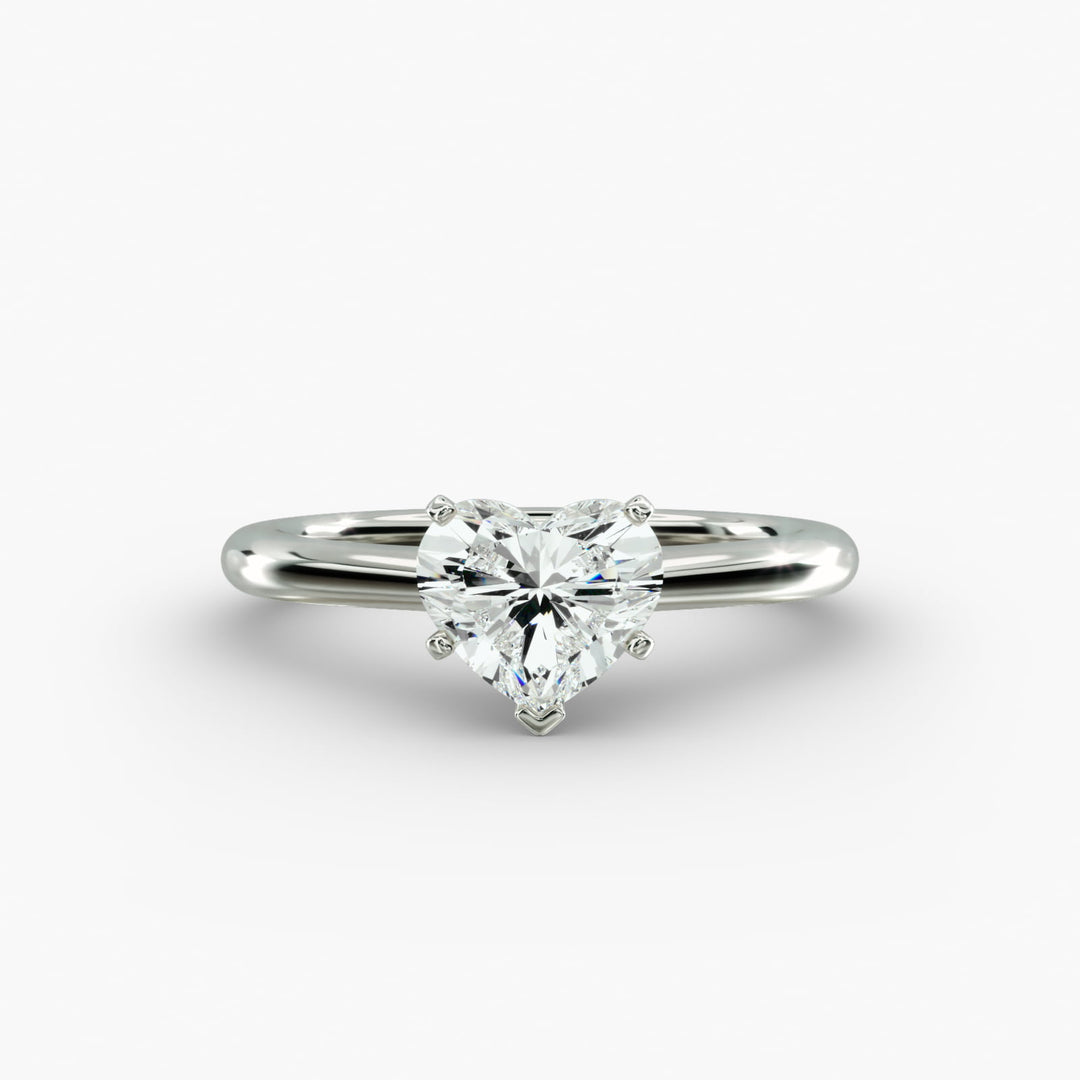 Heart Lab-Grown Diamond Five-Prong Engagement Ring | Romantic Solitaire | IGI Certified | 10K/14K/18K Gold