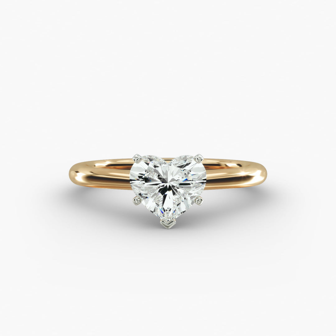 Heart Lab-Grown Diamond Five-Prong Engagement Ring | Romantic Solitaire | IGI Certified | 10K/14K/18K Gold