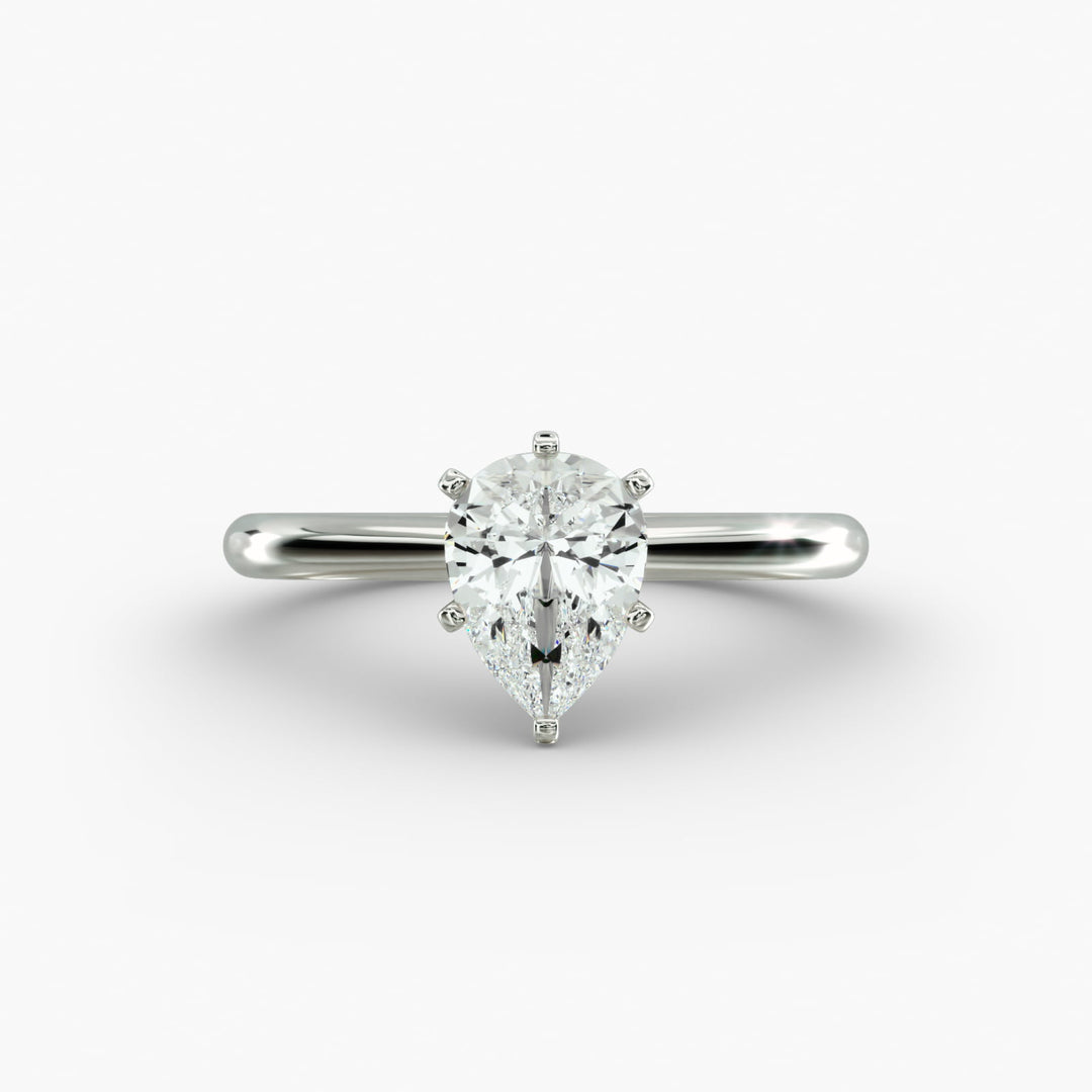 Pear-Shaped Lab-Grown Diamond Engagement Ring | Six-Prong Solitaire | IGI Certified | 10K/14K/18K Gold