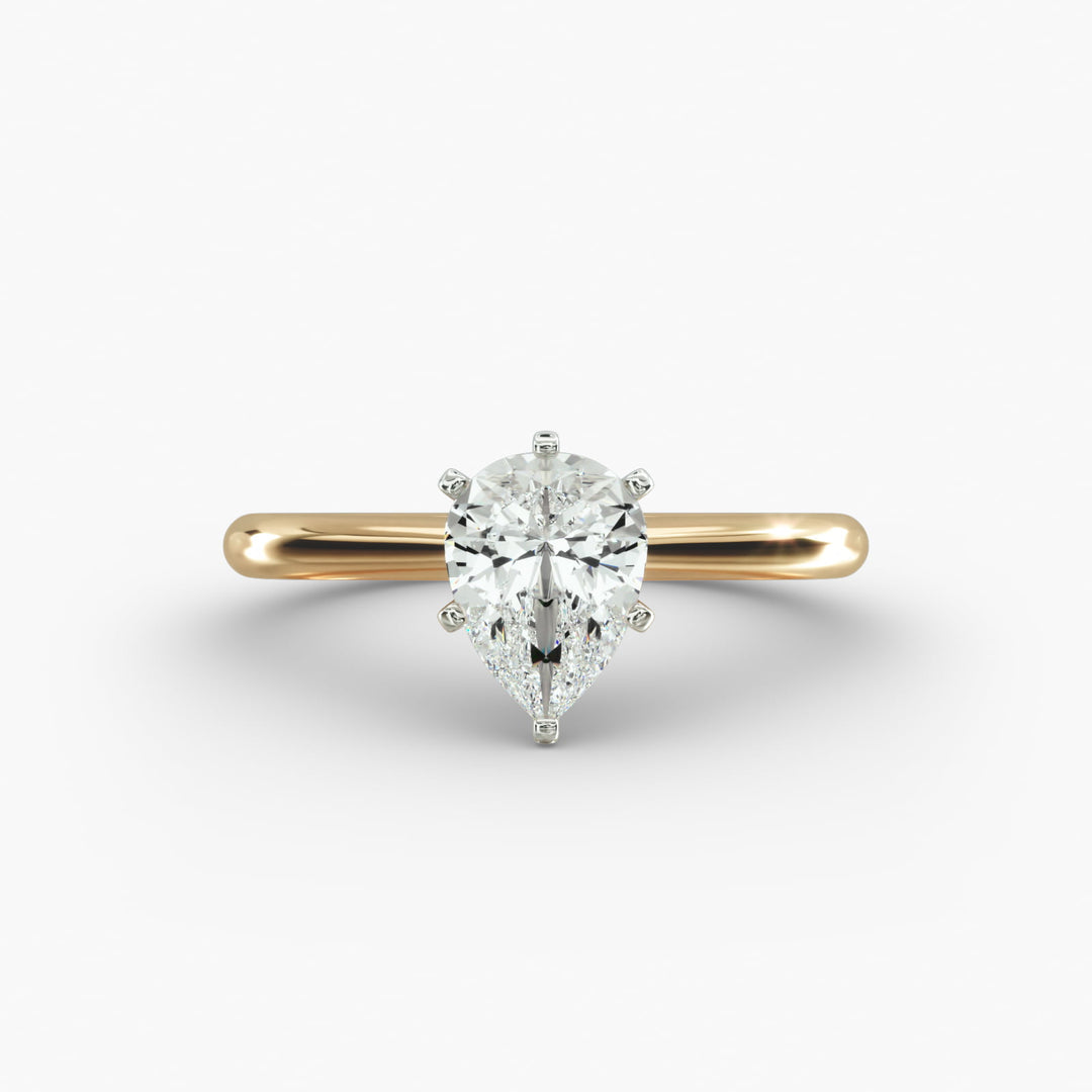 Pear-Shaped Lab-Grown Diamond Engagement Ring | Six-Prong Solitaire | IGI Certified | 10K/14K/18K Gold