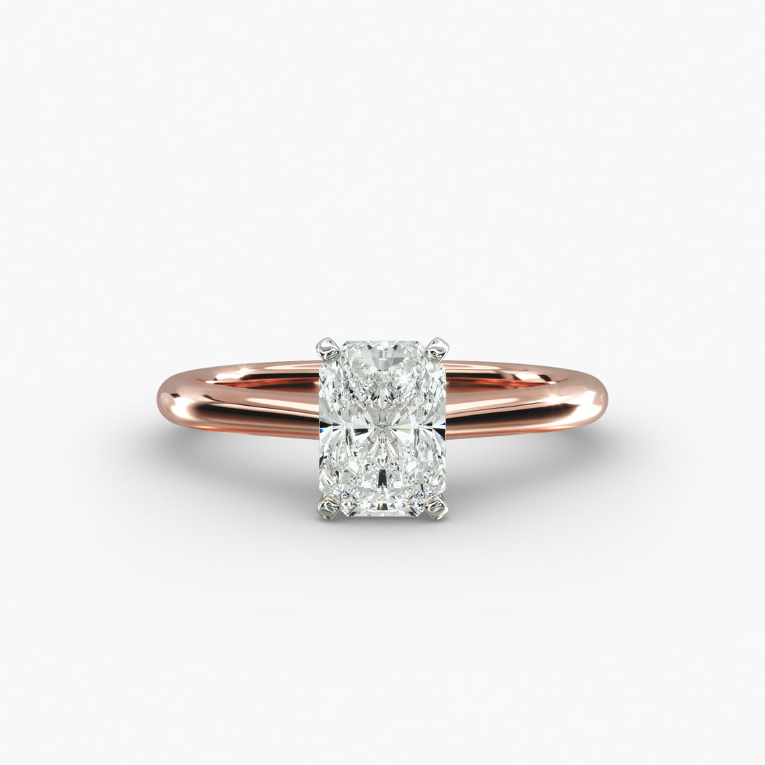 Radiant Cut Lab Grown Diamond Solitaire Ring | 0.50–5.00 Carat | Classic Band | IGI Certified | 10K/14K/18K Yellow, White, Rose Gold