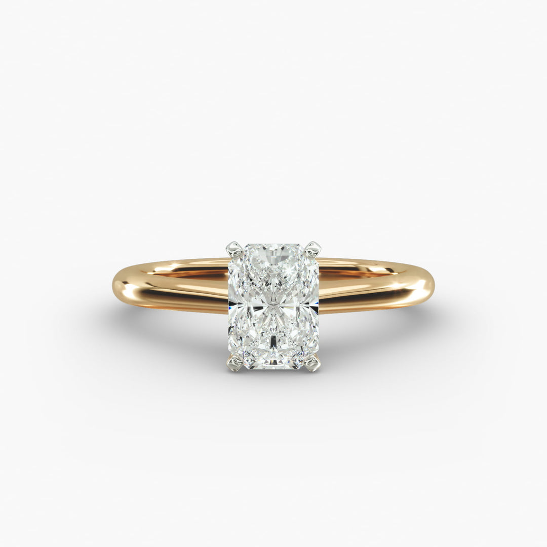 Radiant Cut Lab Grown Diamond Solitaire Ring | 0.50–5.00 Carat | Classic Band | IGI Certified | 10K/14K/18K Yellow, White, Rose Gold
