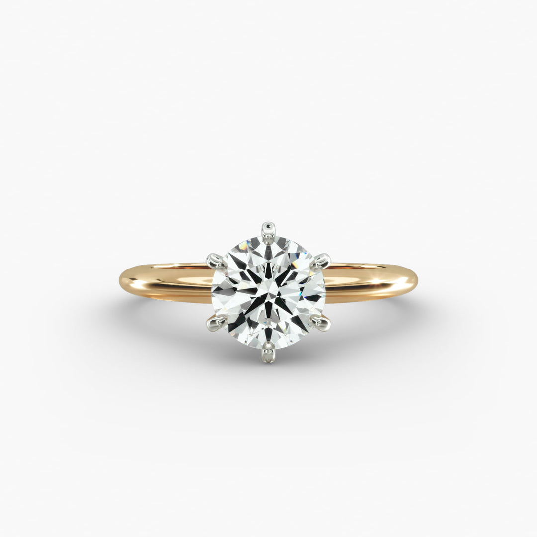 Six-Prong Round Lab-Grown Diamond Engagement Ring | IGI Certified | 0.50–5.00 Carat