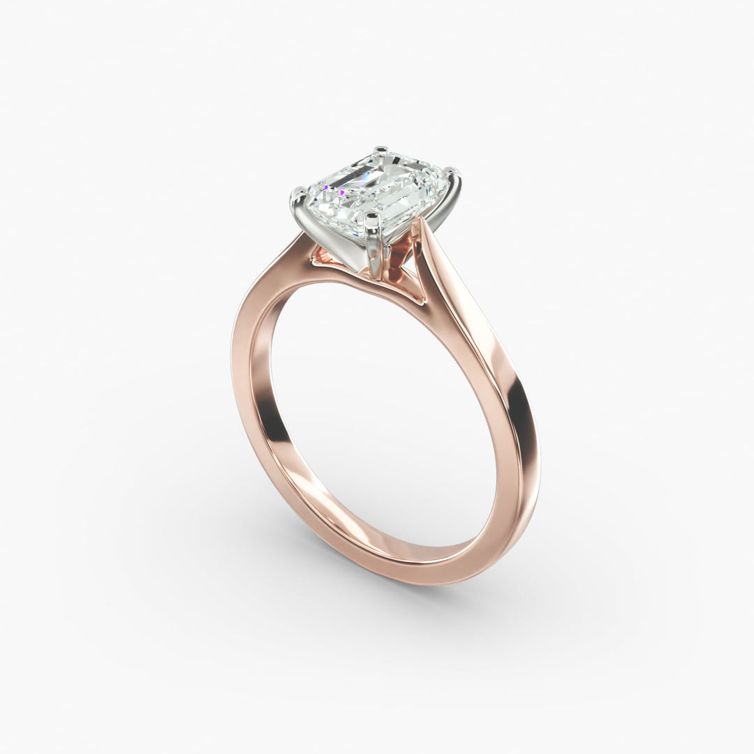 Emerald Lab-Grown Diamond Temple-Inspired Engagement Ring | Regal Solitaire Design | IGI Certified | 10K/14K/18K Gold