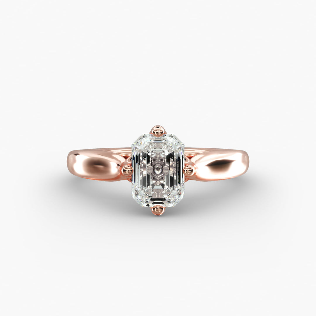 Emerald Lab-Grown Diamond 4-Prong Ring | Classic Band | IGI Certified | 10K/14K/18K Gold