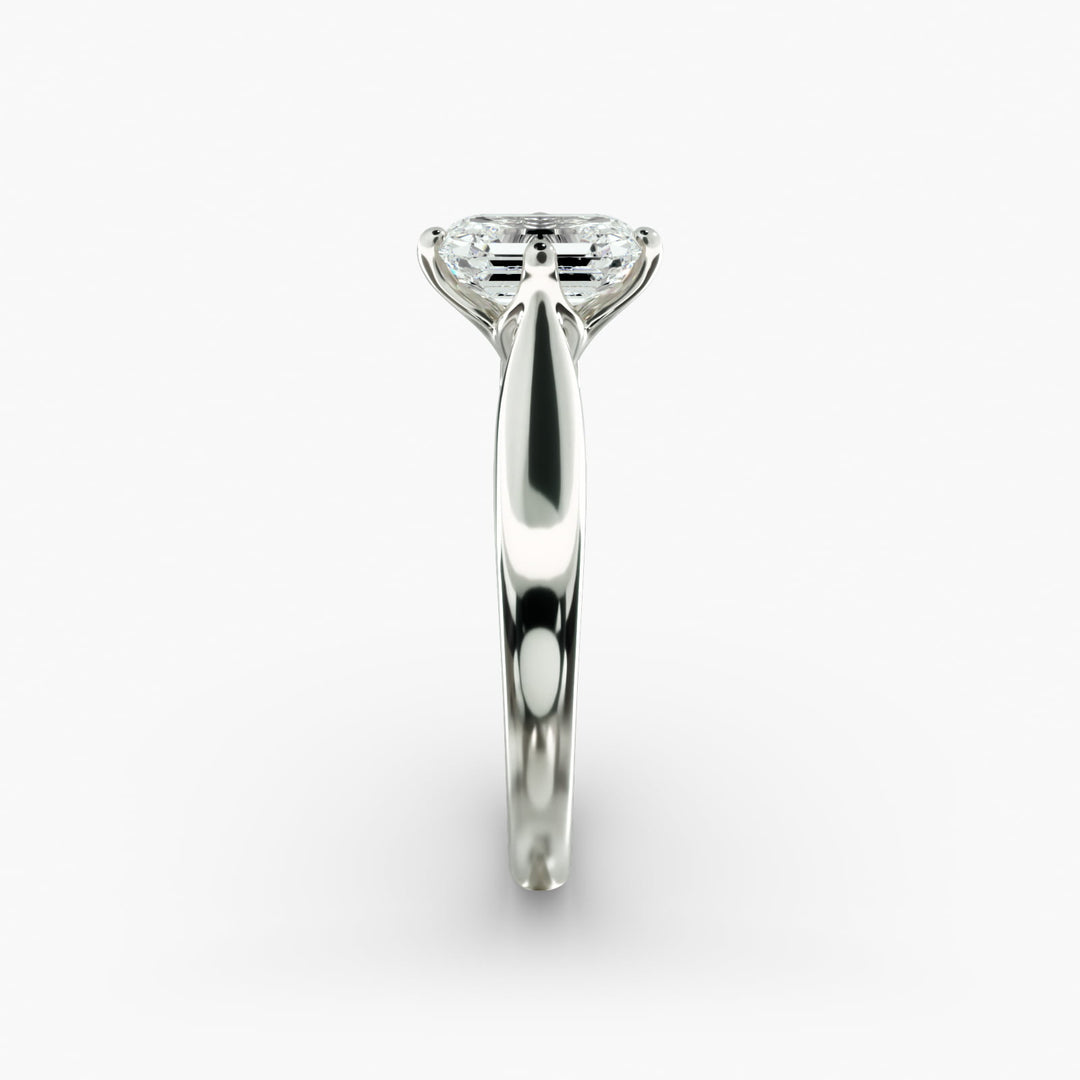 Emerald Lab-Grown Diamond 4-Prong Ring | Classic Band | IGI Certified | 10K/14K/18K Gold