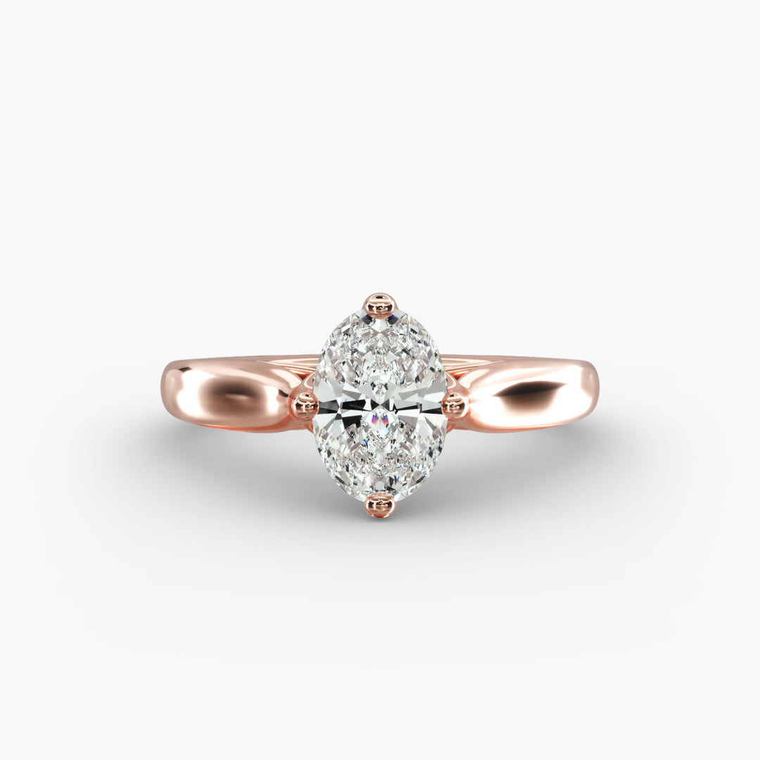 Oval Lab-Grown Diamond Four-Prong Solitaire Engagement Ring | Classic Band | IGI Certified | 10K/14K/18K Gold