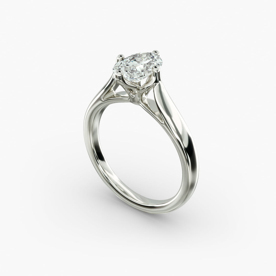 Oval Lab-Grown Diamond Four-Prong Solitaire Engagement Ring | Classic Band | IGI Certified | 10K/14K/18K Gold