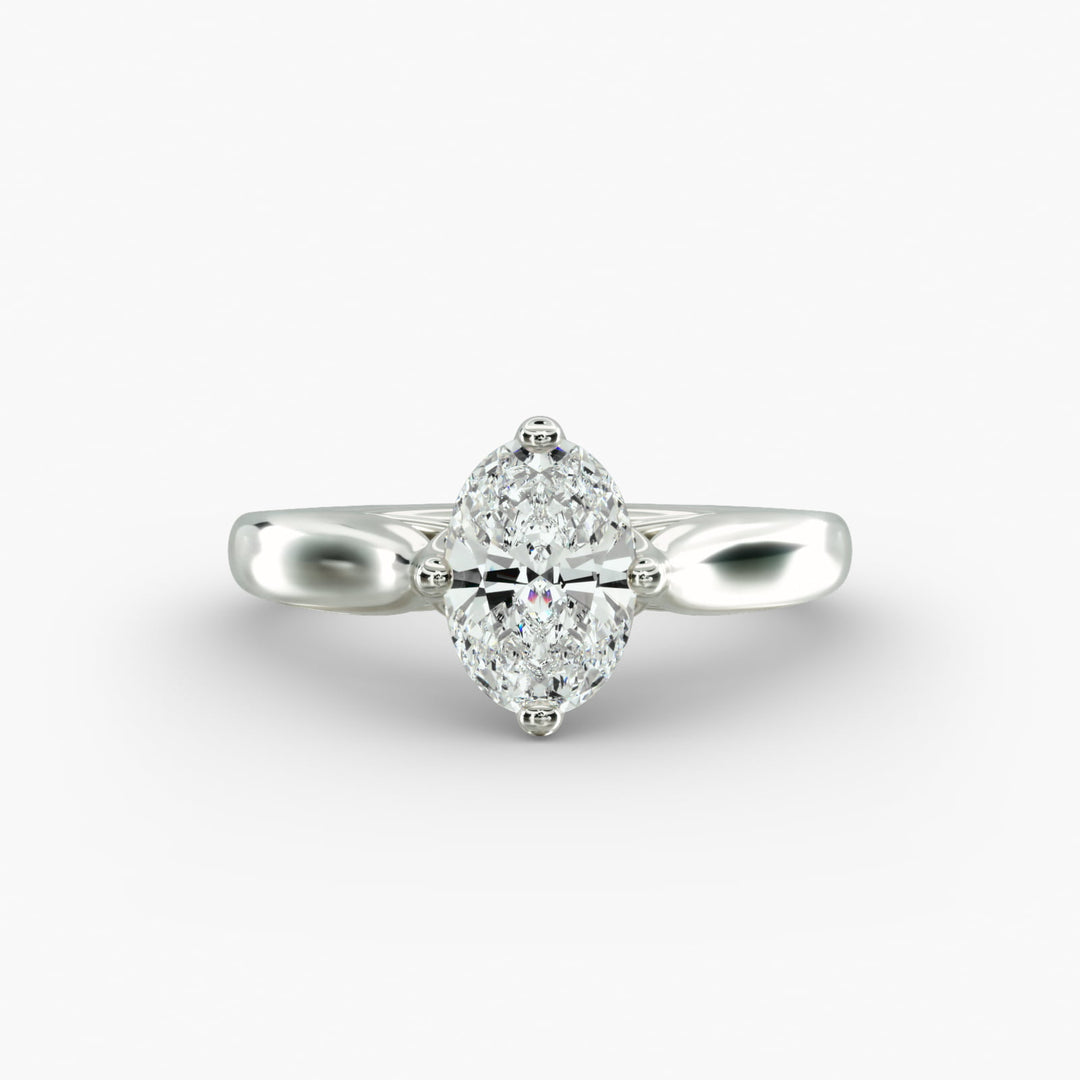 Oval Lab-Grown Diamond Four-Prong Solitaire Engagement Ring | Classic Band | IGI Certified | 10K/14K/18K Gold