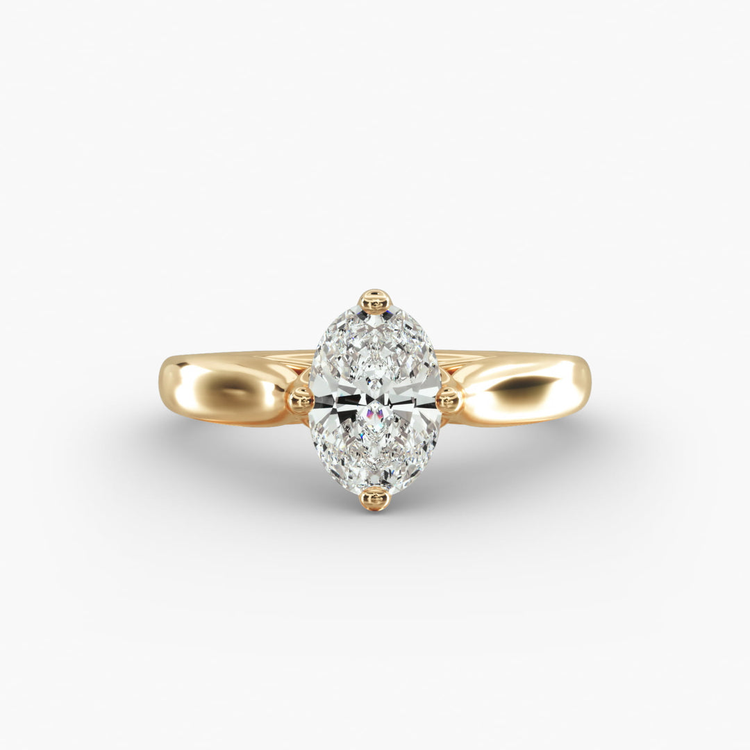 Oval Lab-Grown Diamond Four-Prong Solitaire Engagement Ring | Classic Band | IGI Certified | 10K/14K/18K Gold