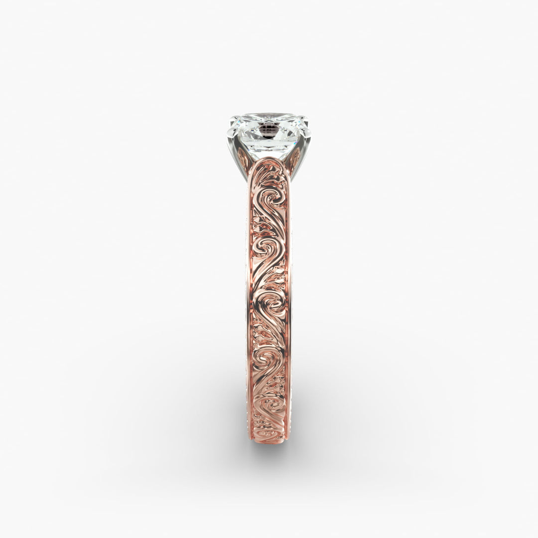 Cushion Lab-Grown Diamond Designer Ring – Artistic Band | IGI Certified | 10K/14K/18K Gold