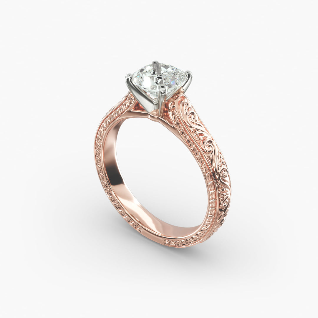 Cushion Lab-Grown Diamond Designer Ring – Artistic Band | IGI Certified | 10K/14K/18K Gold