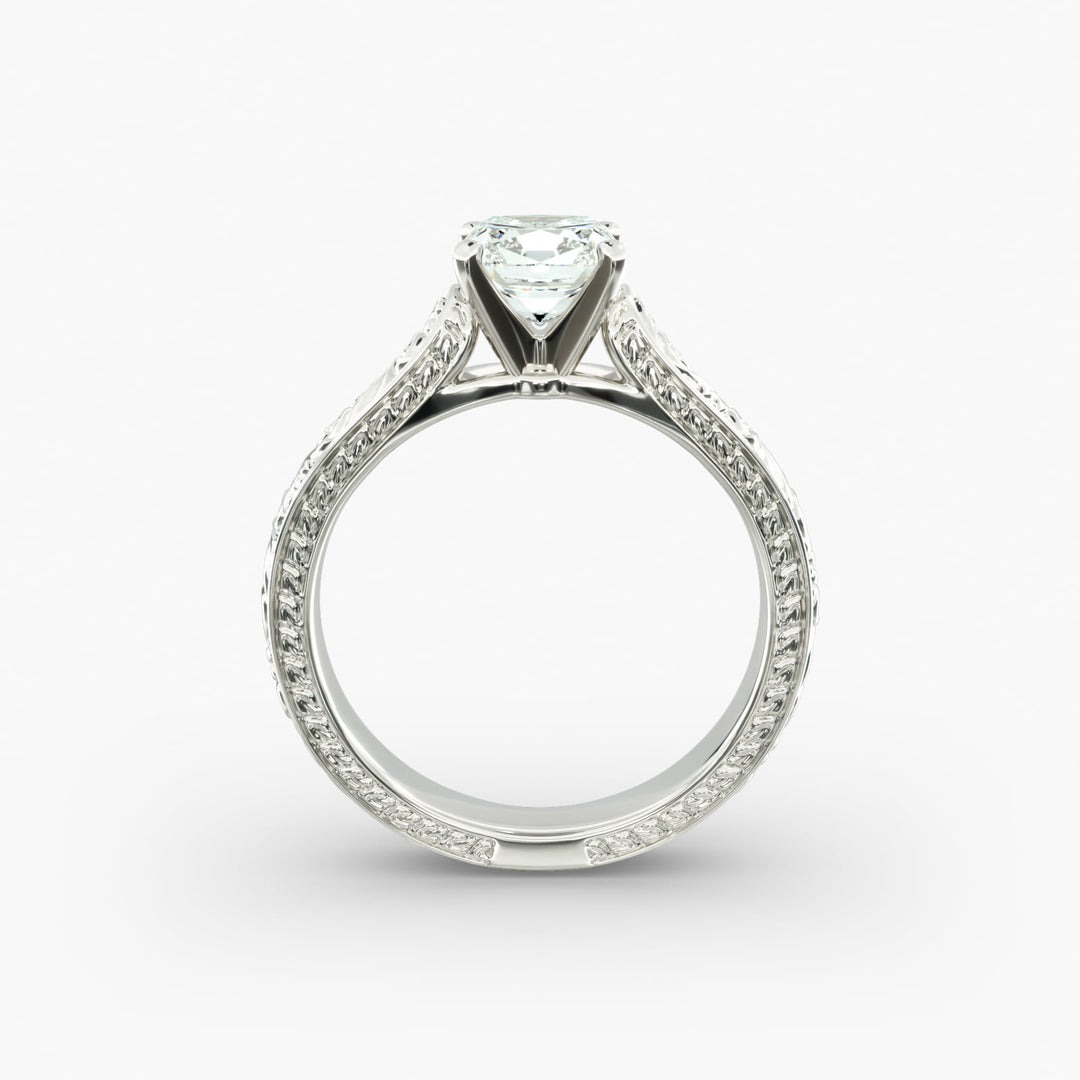 Cushion Lab-Grown Diamond Designer Ring – Artistic Band | IGI Certified | 10K/14K/18K Gold