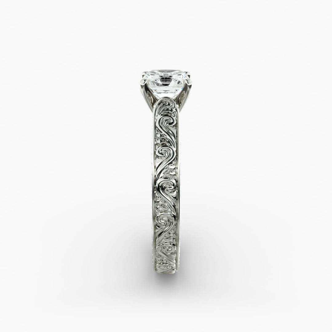 Cushion Lab-Grown Diamond Designer Ring – Artistic Band | IGI Certified | 10K/14K/18K Gold