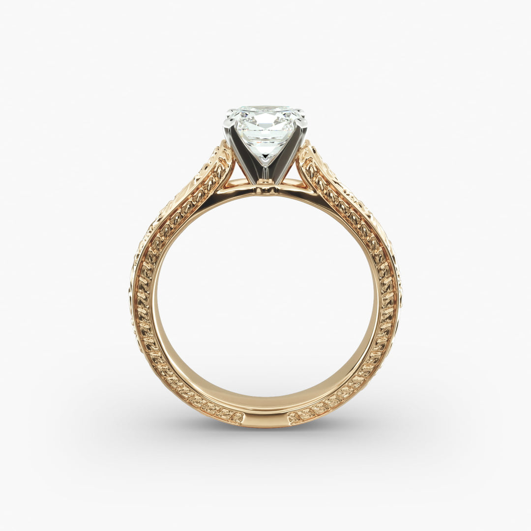 Cushion Lab-Grown Diamond Designer Ring – Artistic Band | IGI Certified | 10K/14K/18K Gold