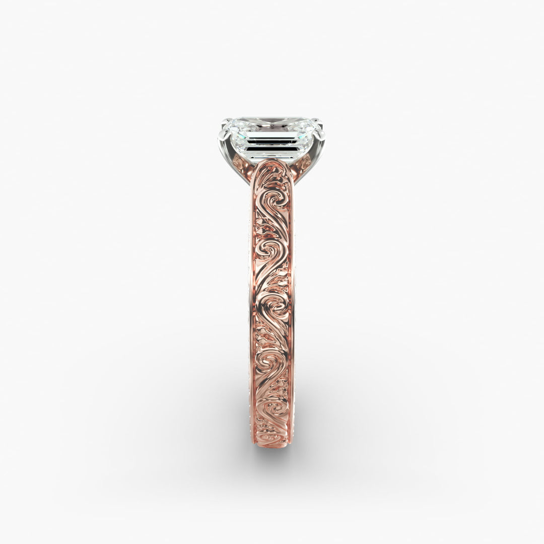 Emerald Lab-Grown Diamond Designer Ring – Artistic Band | IGI Certified | 10K/14K/18K Gold