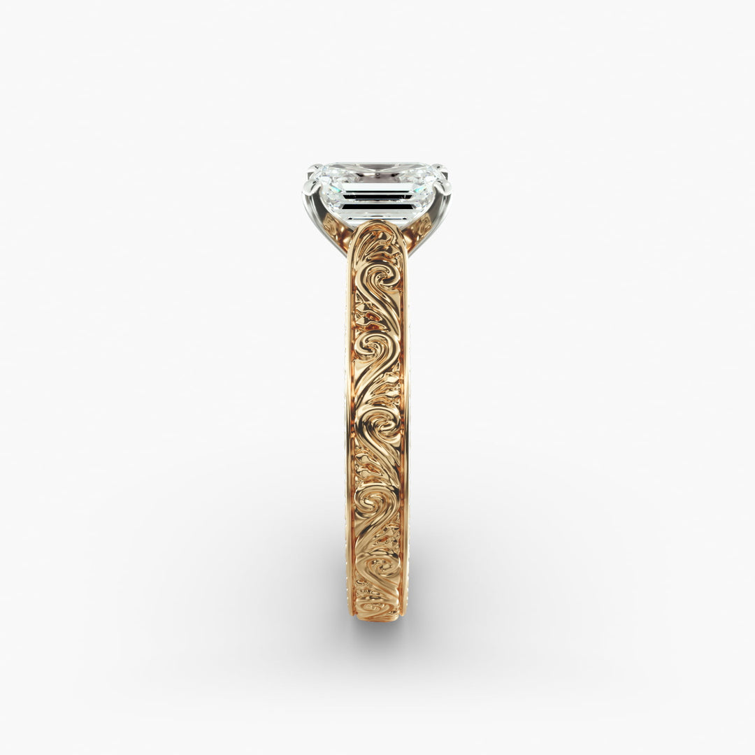 Emerald Lab-Grown Diamond Designer Ring – Artistic Band | IGI Certified | 10K/14K/18K Gold