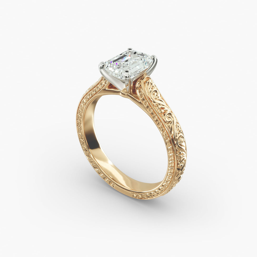 Emerald Lab-Grown Diamond Designer Ring – Artistic Band | IGI Certified | 10K/14K/18K Gold