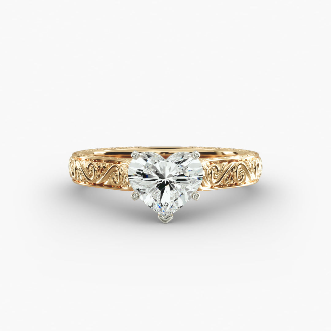 Heart Lab-Grown Diamond Designer Ring – Artistic Band | IGI Certified | 10K/14K/18K Gold