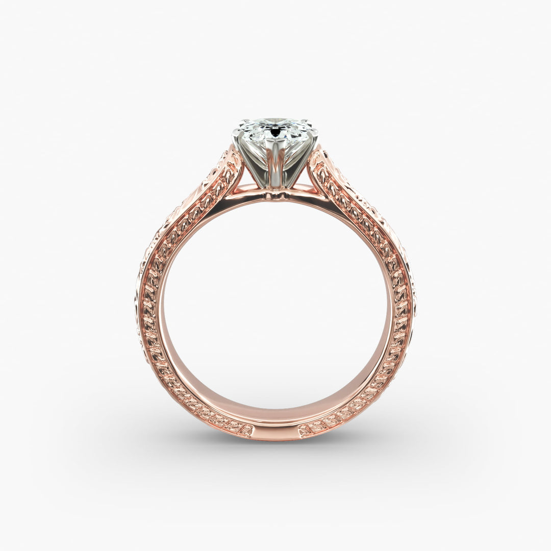 Pear Lab-Grown Diamond Designer Ring – Artistic Band | IGI Certified | 10K/14K/18K Gold