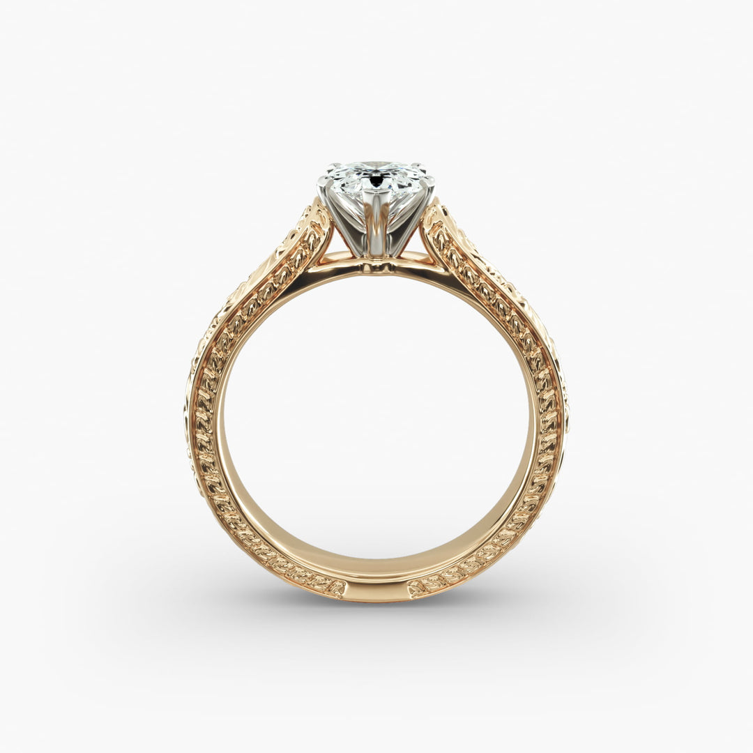 Pear Lab-Grown Diamond Designer Ring – Artistic Band | IGI Certified | 10K/14K/18K Gold