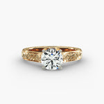 Load image into Gallery viewer, Round Lab-Grown Diamond Ring – Unique Band Design | IGI Certified | 10K/14K/18K Gold