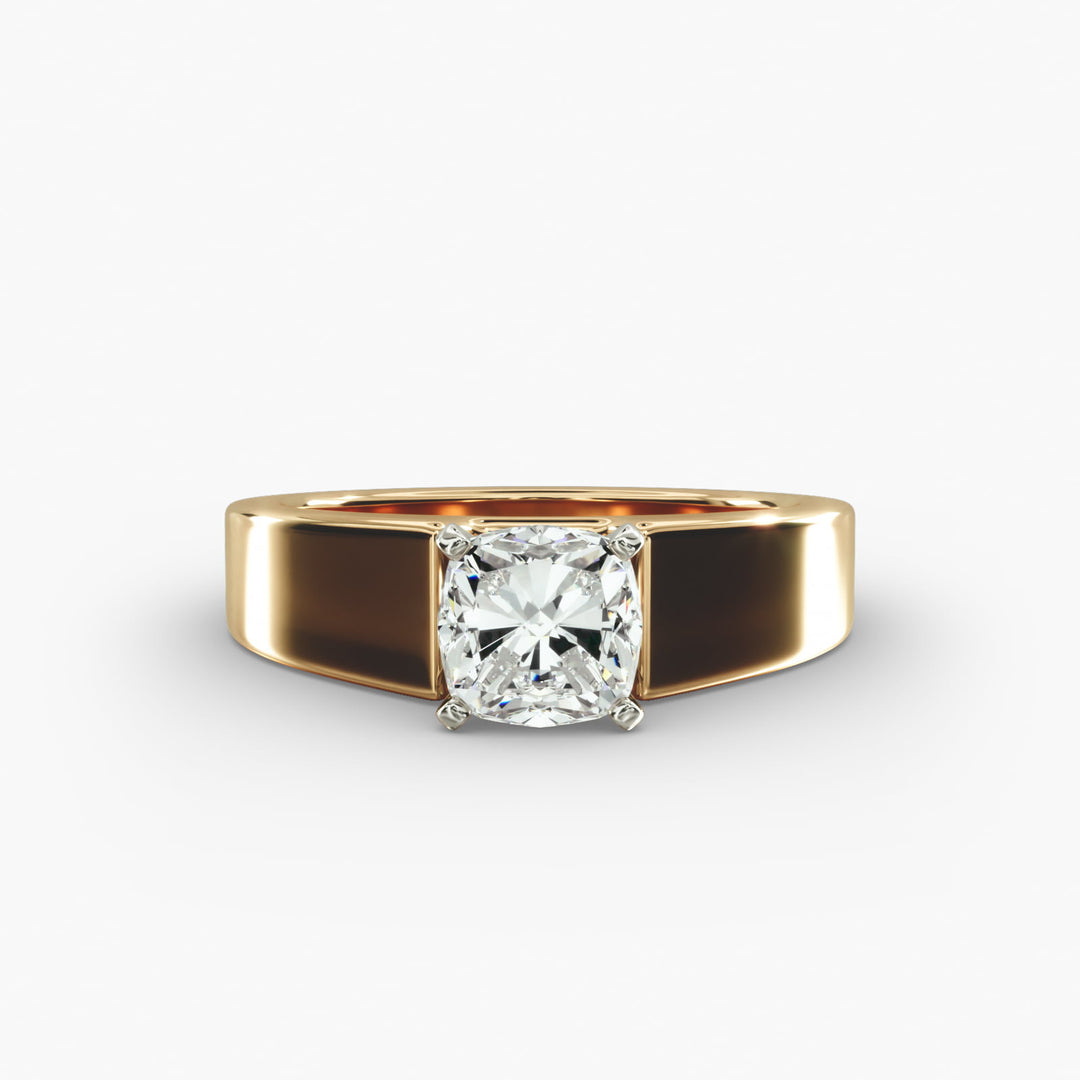 Cushion Lab-Grown Diamond Bold Classic Band Ring – Timeless Luxury | IGI Certified | 10K/14K/18K Gold